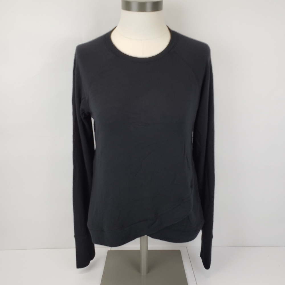 Athleta Criss Cross Front Black Sweatshirt Stretchy Size small